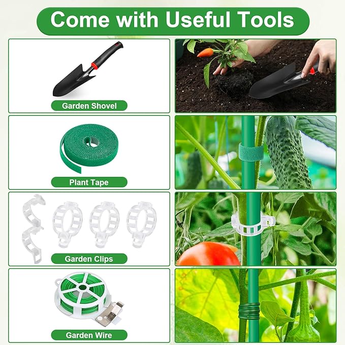 Lezmarket Self Watering Tomato Planter with Trellis for Patio, 55.9" Raised Garden Bed Planter Pot with Trellis, Plant Supports and Garden Shovel for Tomatoes, Climbing Plants Lezmarket