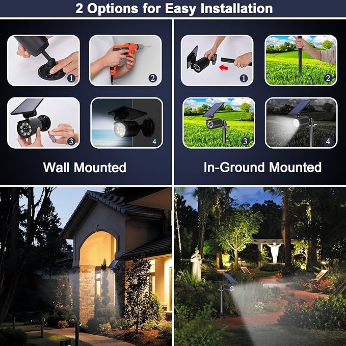 Solar Lights Outdoor Motion Sensor Flood Lights 2000LM IP67 Waterproof Security Spot Lights for Yard Garden Patio 4 Pack CAHOUGSMTSolarLights