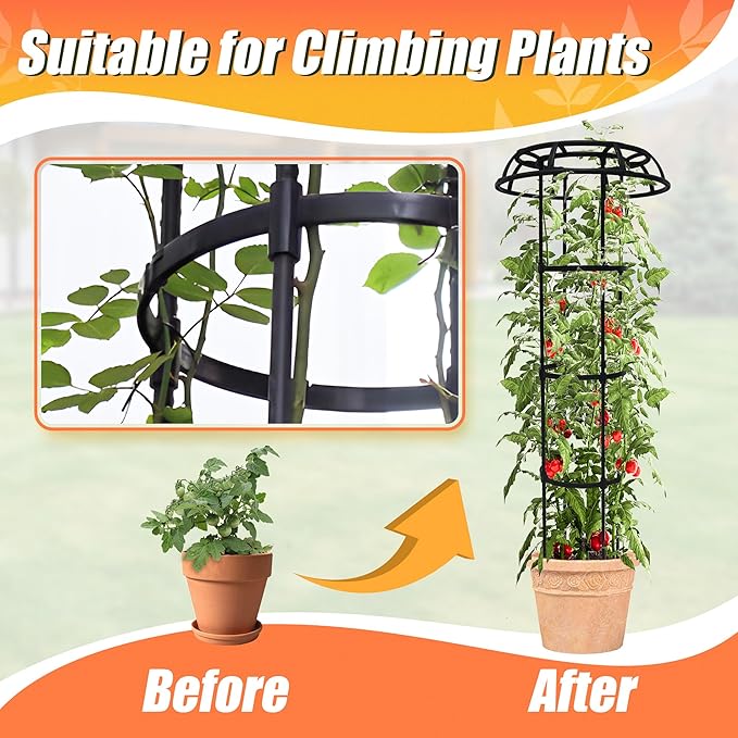 65 Inch Garden Trellis for Climbing Plants Outdoor, Mushroom Top Trellis for Potted Plants, Vines, Roses, Clematis, and Vegetables, Plant Trellis Support 2 Pack Anothera