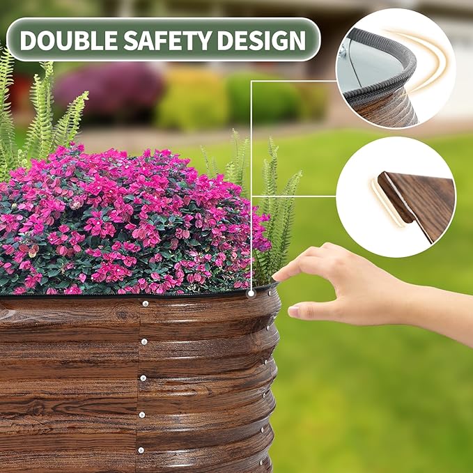 1MORE Galvanized Raised Garden Bed- Planter Garden Boxes Outdoor, Raised Beds for Gardening, 4x2x1.4ft Metal Garden Bed Kit for Vegetables Flower, Planter Raised Bed with Protective Tape & Tools.Grain 1MORE