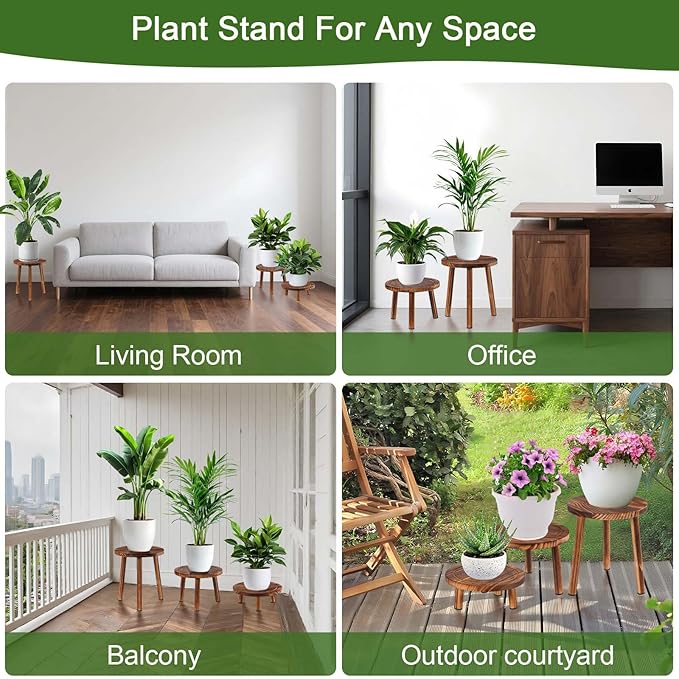 Plant Stand Indoor,3 Pcs Corner Plant Stand,Plant Shelf,Potting Bench,Suitable for Indoor and Outdoor Scenarios Such as Balcony,Living Room,Office,Small Corner Space and Courtyard. Rootora