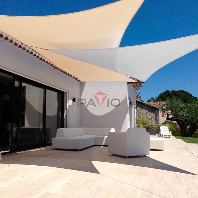 Patio Paradise 6' x 6' x 5'10" Sun Shade Sail Triangle Canopy, Permeable Shade Cloth Fabric Sunlight Block Patio Cover HDPE Deck Awning for Outdoor Backyard Pergolas Roof Shading, Light Gray Patio