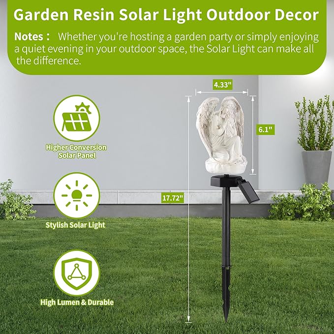 Garden Solar LED Light with Stake, Waterproof Outdoor Decor for Walkway Courtyard Party Decor, White Angel XURLEQ