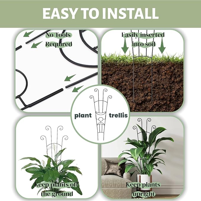 32.6'' Plant Trellis for Potted Climbing Plants Indoor, Rustproof Metal Expandable Plant Supports for Ivy Hoya Monstera Potted Plants,Garden Trellis 2P Rootora