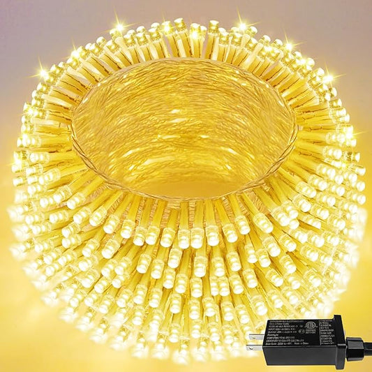 Christmas Lights Indoor Outdoor, Clear Wire 66Ft 200 LED String Lights for Bedroom, 13 Modes Twinkle Fairy String Lights for Xmas Tree Wedding Party Bedroom Garden Decorations (Warm White) SANJICHA