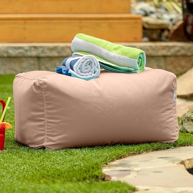 Jaxx Leon Outdoor Bean Bag Ottoman Bench, Premium Sunbrella, Petal Jaxx