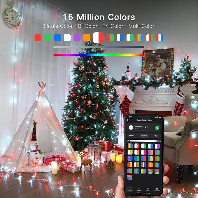 Brizled Smart String Lights, 196ft 600 LED Smart WiFi Color Changing Fairy Lights App Controlled, RGB Christmas Lights Clear Wire Work with Alexa & Google Home for Halloween Indoor Outdoor Tree Decor Brizled