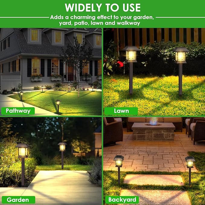 Solar Outdoor Lights, 12 Pack Solar Pathway Lights Waterproof, Landscape Lighting for Path Walkway Lawn Garden Yard Outside Décor, Brown SolarOutdoorLights