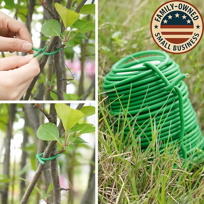 Decoroca Soft Plant Ties for Support - 65.6' Reusable Waterproof Plant Wire, 3.5mm Garden Twist, Office Organization and Decoration Binding（2pcs/Green） Decoroca