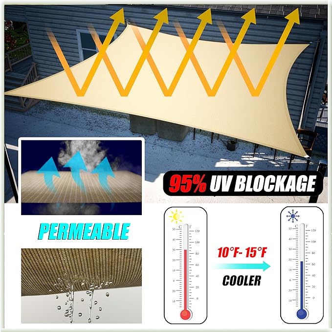 Amgo Custom Size 18' x 23' x 29.2' Gray Right Triangle Sun Shade Sail UPF50+ AGTAPRT12, Order to Make Canopy Awning, 95% UV Blockage, Water & Air Permeable, Commercial Standard (We Customize) Amgo