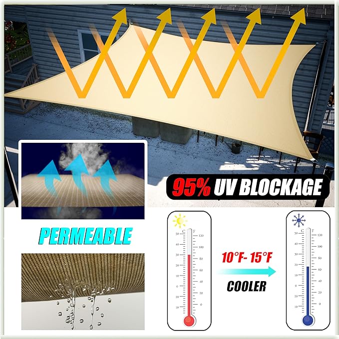 Amgo Custom Size 8' x 12' x 14.4' Black Right Triangle Sun Shade Sail Order to Make Canopy Awning UPF50+ AGSLT, 95% UV Blockage, Water & Air Permeable, 200GSM Commercial Standard (We Customize) Amgo