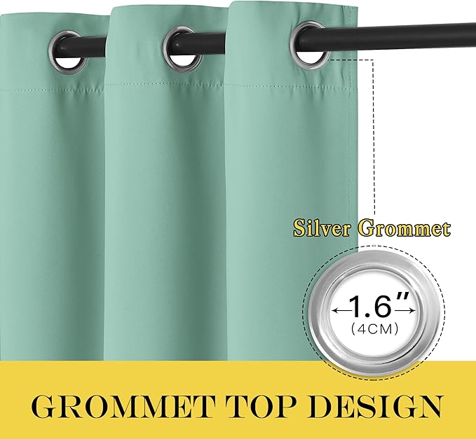 NICETOWN Blackout Room Darkening Window Curtain - Thermal Insulated Solid Grommet Blackout Patio Door Curtain/Drape for Living Room (Aqua Blue, 1 Panel, 52 by 95-inch) NICETOWN