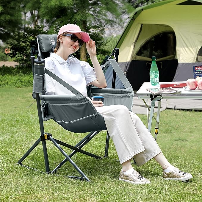 TIMBER RIDGE Hammock Camping Chair with Adjustable Backrest, Heavy Duty Folding Hammock Chair Supports 300lbs, Portable Hammock Chair for Camping, Travelling and Patio, Grey 2 Pack TIMBERRIDGE