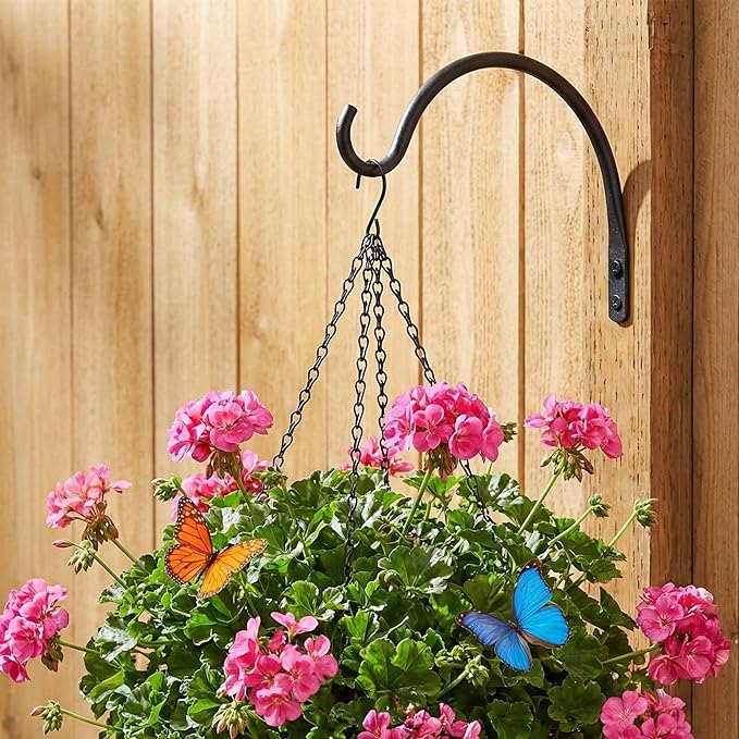 Qiang Ni Hanging Plant Bracket Hooks: 8 Inch Wall Plant Hook Planters and Decor - 2 Piece Rust-Resistant and Secure Brackets Maximize Your Outdoor Living Space QiangNi
