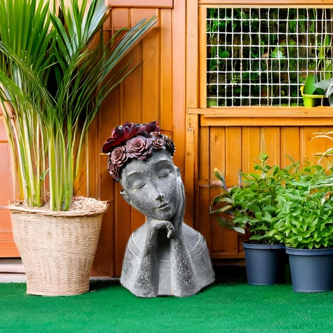Newman House Studio Succulents Face Planters Pots Head - Flower Pot with Drainage Hole Face Head Large Garden Farmhouse Decor 9.4 x 7.2 x 13.9 inch NewmanHouseStudioLLC
