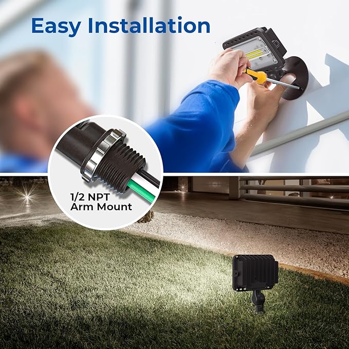 CINOTON 20W LED Flood Lights Outdoor, IP65 Waterproof Exterior Security Wall Lights with 180°Knuckle, 2800LM 120V Outside Aluminum Lighting Fixture for Patio Porch Barn Garage 5000K 2 Pack, UL Listed CINOTON