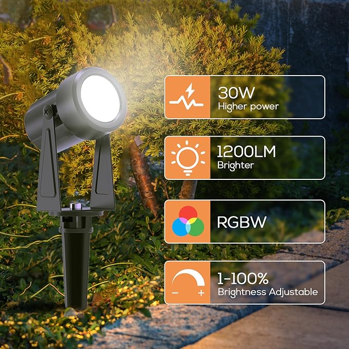 SUNTHIN Outdoor Landscape Lighting with Remote, RGBW Color Changing Spot Uplights,10 Pack SUNTHIN