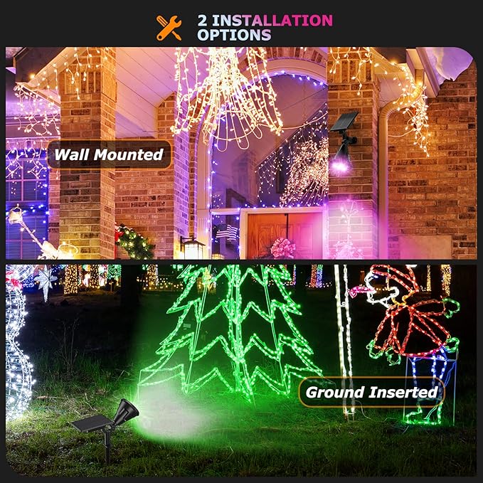 Solar Color Spot Lights Outdoor, 21 LEDs Color Changing Outdoor Lights, IP67 Waterproof RGB Multicolor Yard Solar Spotlights Auto On/Off for Pathway Garden Pool Patio Tree XTGTP