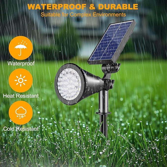 Solar Lights Outdoor Waterproof, 36 LEDs Adjustable Solar Spot Lights Outdoor, 2-in-1 Solar Powered Spotlight Landscape Lighting for Tree, Garden, Yard, Pathway- 3 Pack (Warm White) Rootora