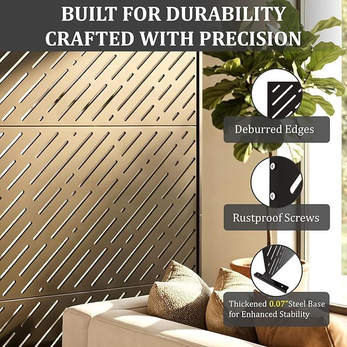 Metal Privacy Screen Outdoor 72x44in (6FT) – Rustproof Steel Decorative Fence Panel, Weatherproof Garden Divider for Patio, Backyard & Balcony, Metal Panels for AC Unit or Trash Bin Enclosure Rootora