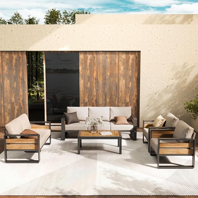 ZANDOR Outdoor Aluminum Patio Furniture - 1 Pcs 3-Seat, All-Weather Metal Modern Outside Sofa with Washable Thick Cushion for Garden/Backyard/Porch, Grey ZANDOR%7CCraftingYourOutdoorElegance
