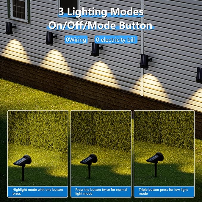 Solar Spot Lights Outdoor，Solar Lights Outdoor Waterproof IP68，Dark Sensing Auto On/Off，Suitable for Garden, Corridor Landscape Lighting and Flag Lighting (Warm White, 2-Pack) Rootora