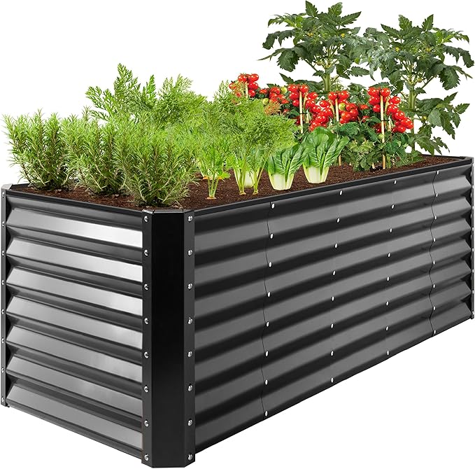 Best Choice Products 8x2x2ft Raised Outdoor Metal Garden Bed, Deep Root Box Planter for Vegetables, Flowers, Herbs, 240 Gallon Capacity, 100% Non Toxic Materials - Gray BestChoiceProducts