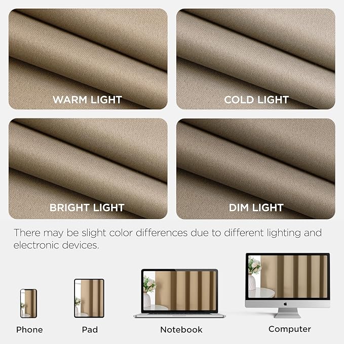 Joydeco Blackout Door Curtain for Doorway Privacy 90 Inches Long, Grommet Closet Curtain for Open Closet, Room Divider for Bedroom Living Room (Light Beige, 52Wx90L, 1 Panel) JOYDECO