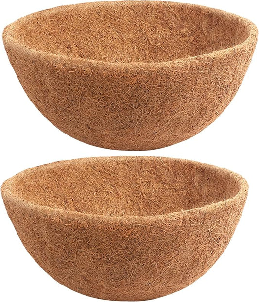 Y&M 2pcs 16“ Round Coconut Fiber Liner, 16'' Coco Liner Pre-Formed Replacement for Wall Hanging Planter Basket YM