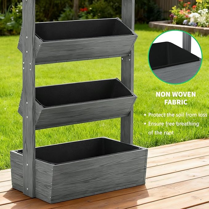 DoCred Vertical Wooden Raised Garden Bed, 5 Tier Upgraded Garden Planters Freestanding Wood Plant Stand Flower Rack Wooden Planter Box for Plants Herbs Flowers Vegetables Outdoor Indoor DoCred