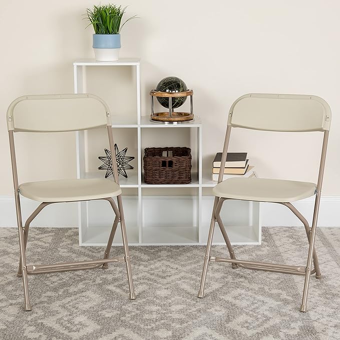 Flash Furniture Hercules Series Plastic Folding Chair - Beige - 4 Pack 650LB Weight Capacity Comfortable Event Chair-Lightweight Folding Chair FlashFurniture