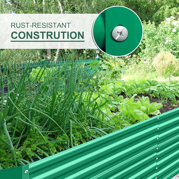 Land Guard 6×3×2 ft Galvanized Metal Raised Garden Bed, 2FT Deep Root Elevated Planter Box Steel Large Vegetable Flower Bed Kit(Green) LandGuard