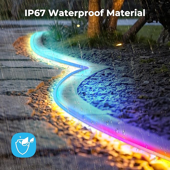 100FT LED Neon Rope Lights, Flexible Led Rope Lights Control with App/Remote, IP67 Outdoor RGB Color Changing Led Neon Lights Waterproof, Music Sync Led Strip Neon Lights for Bedroom Decor Rootora