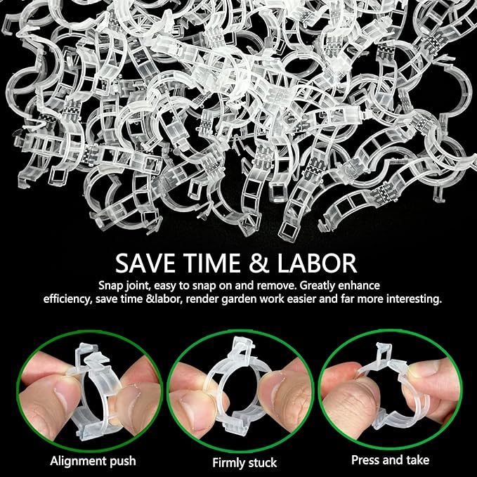 Piteno® 300Pcs Tomato Clips, Plastic Trellis Clips, Plant Support Clips, Grape Vine Tomato Vine Vegetables Plants Garden Support Clips to Grow Upright Makes Plants Healthier Piteno