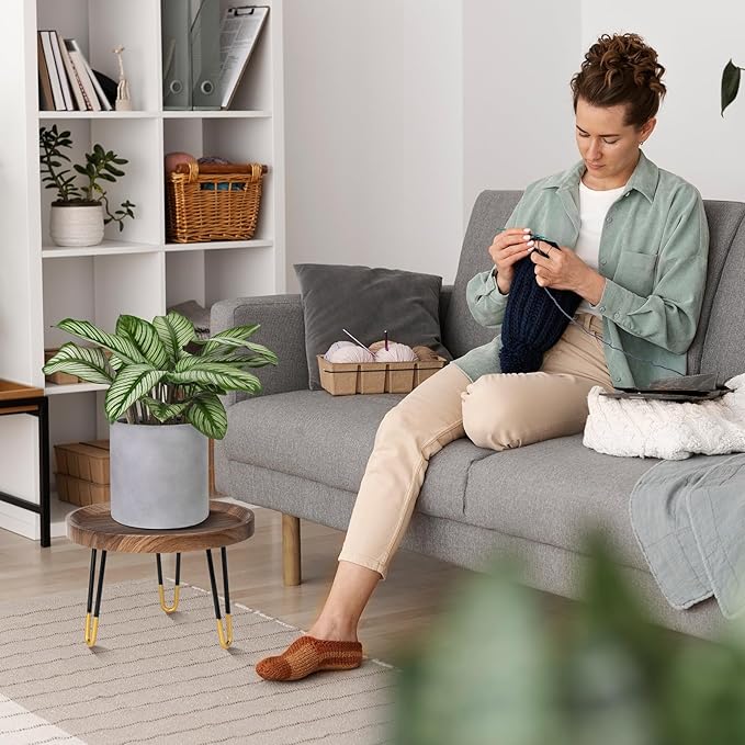 Plant Stand Indoor Outdoor, Mid Century Style Walnut Wood Color Plant Stand,Waterproof Design Modern Plant Table,Easily Assemble Come With Tools,Nice For Room Decor (M) Welcometoobtain