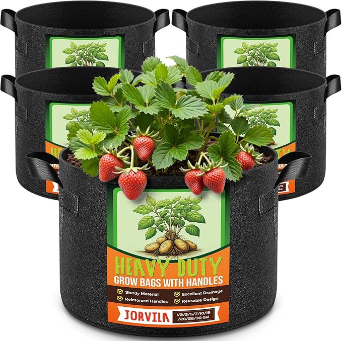 5 Pack 20 Gallon Grow Bags, Thickened Nonwoven Fabric Planter Pots with Handles, Heavy Duty 300G Garden Pots for Tomato, Potato and Vegetable Rootora