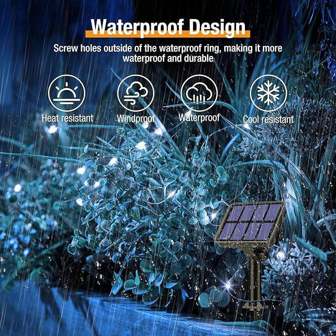 btfarm 4 Pack Solar String Lights Outdoor - 320LED 132FT Solar Fairy Lights Outside Waterproof 8 Modes, Copper Wire Twinkle Solar Powered Light for Garden Yard Tree Christmas Wedding Decor, Cool White btfarmdecorativelighting
