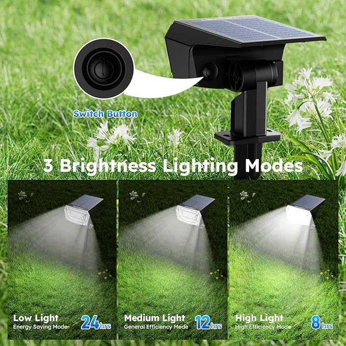 TECKNET Spot Lights Outdoor with 59 LED, 8 Pack Solar Lights Waterproof IP65, Auto On/Off Solar Spot Lights Outdoor, 3 Lighting Modes Solar Powered Garden, 2-in-1 Solars Landscape Light(Cool White) Tecknet