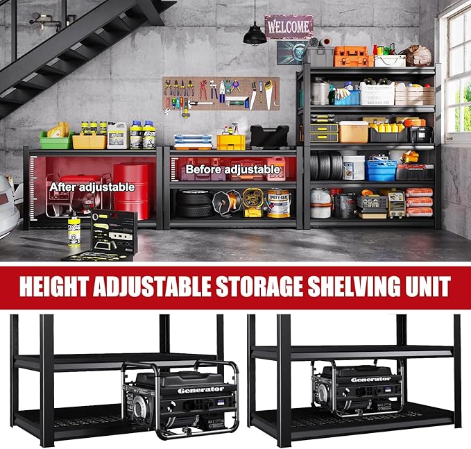 Set of 3 Garage Shelving-3000 lbs 5 Tier Storage Shelves,Adjustable Heavy Duty Metal Shelving Unit and Storage Large Wire Rack,Utility Steel Shelf for Warehouse Industrial Pantry Basement -78"x46"x20" Rootora
