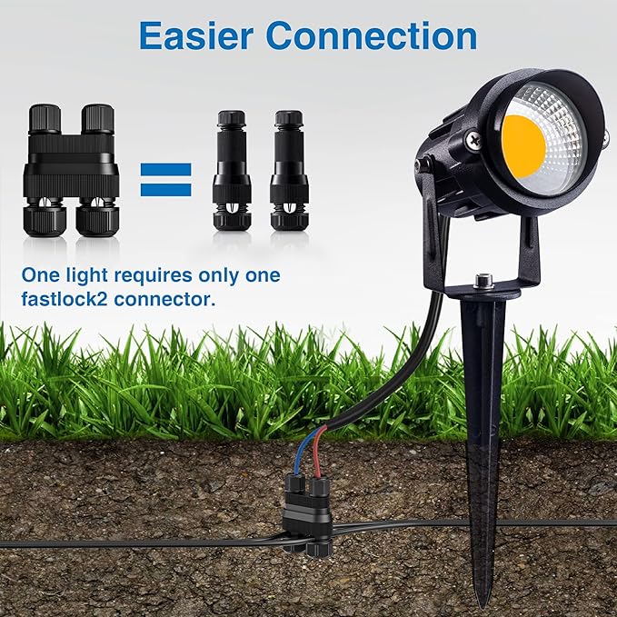 SUNVIE Fastlock2 Low Voltage Wire Connector Landscape Lighting Connectors 12-18 Gauge Waterproof Low Voltage Connectors Outdoor Landscape Wire Connector for Garden Yard Path Lights, 24 Pack SUNVIE