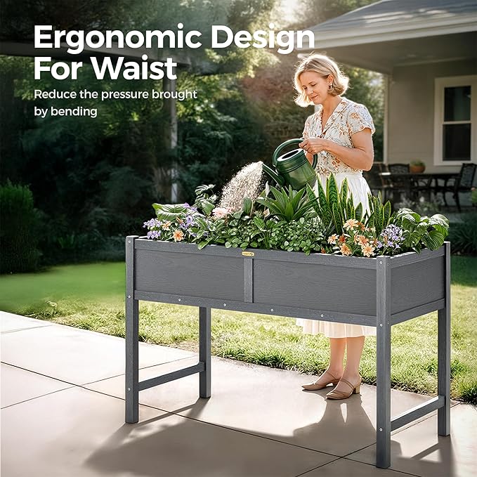 TT Nature HDPE Raised Garden Bed with Legs, Outdoor Elevated Planter Box for Vegetables, Herbs & Flowers, Weather-Resistant Raised Garden Beds for Patio, Balcony & Backyard Gardening TTNature