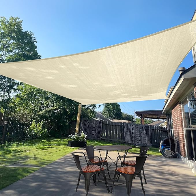 SUNLAX Sun Shade Sail 7' x 16' Butter Cream Rectangle Canopy Sail Shade Cover UV Block Permeable Sunshade Outdoor for Patio Backyard Deck Pergola (We Make Custom Size) SUNLAX