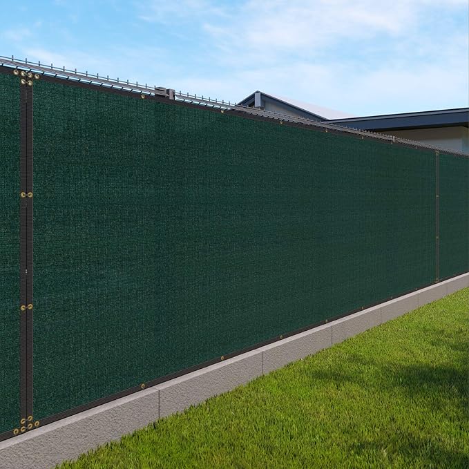 Windscreen4less Privacy Fence Screen Heavy Duty Windscreen Fencing Mesh Fabric Shade Net Cover with Brass Grommtes for Outdoor Wall Garden Yard Pool Deck, 6'x92' Green Windscreen4less
