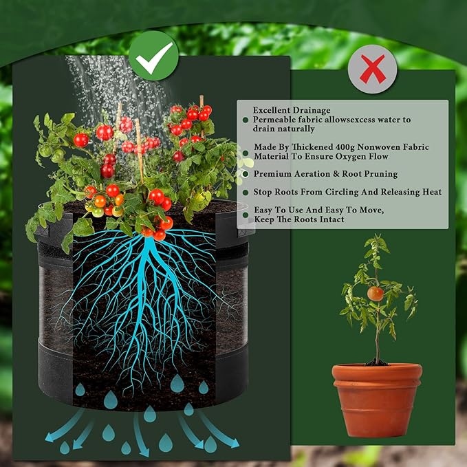 3 Pack 20 Gallon 360° Visibility Potato Grow Bags with Shading Flap, Plant Grow Bags for Growing Potatoes Heavy Duty Thickened Nonwoven Fabric Gardening Vegetable Growing Bags with Harvest Window WelcometoUJG%EF%BC%81