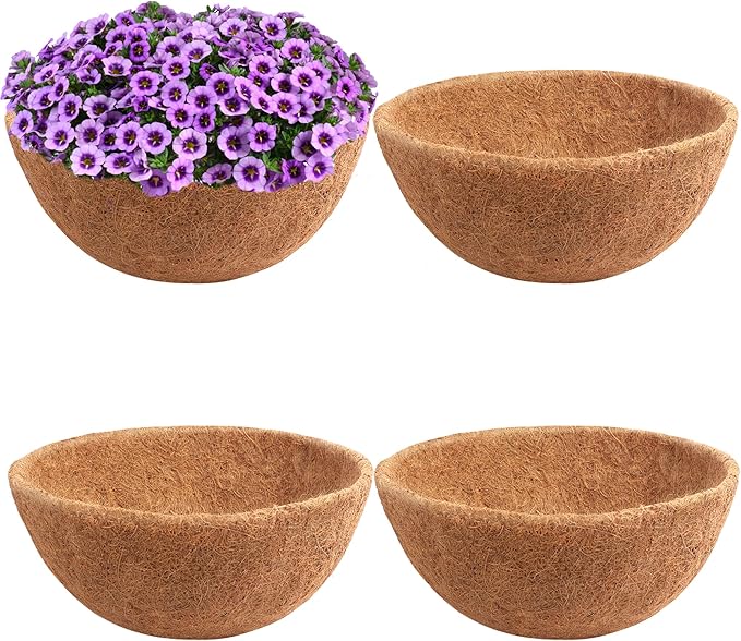 Y&M 4PCS 16" Round Coconut Fiber Liner Pre-Formed Replacement for 16'' Hanging Basket YM