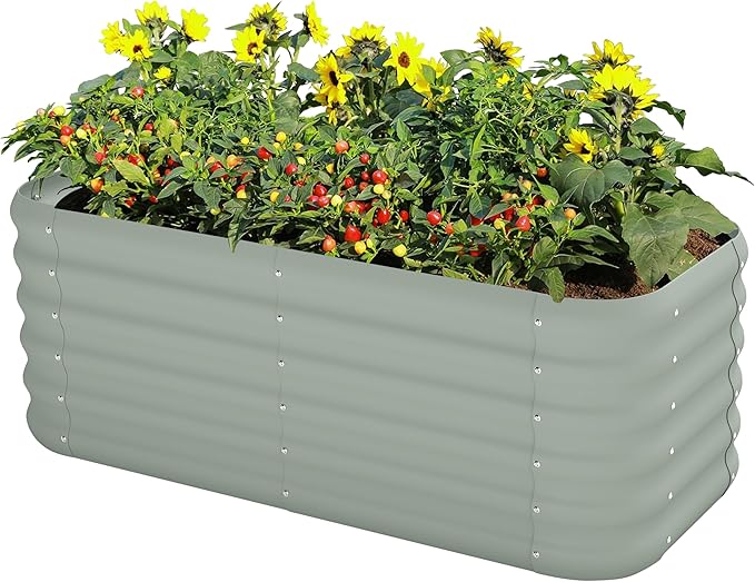 Galvanized Raised Garden Bed, Outdoor Planter Bed, Metal Planter Box for Gardening and Planting,4x2x1.5ft, Light Green Besebay