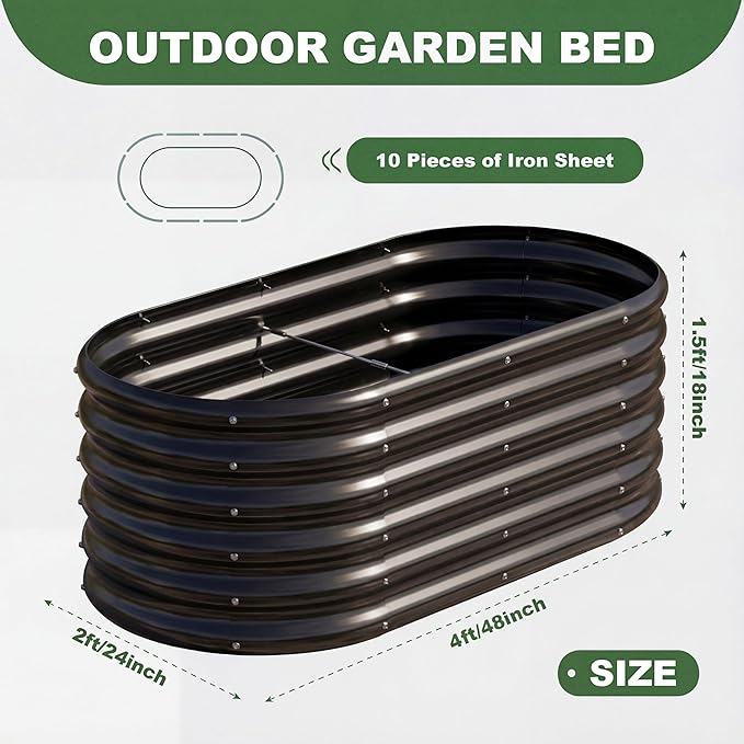 AHEONLAR 3 Pack 4×2×1.5ft Galvanized Raised Garden Beds Outdoor, Sturdy Planter Boxes for Vegetables, Fruits, Flowers and Plants, Easy Assembly, Black AHEONLAR
