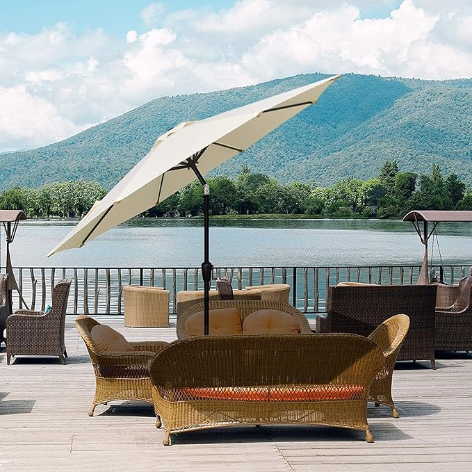 Simple Deluxe 9' Patio Umbrella Outdoor Table Market Yard Umbrella with Push Button Tilt/Crank SimpleDeluxe