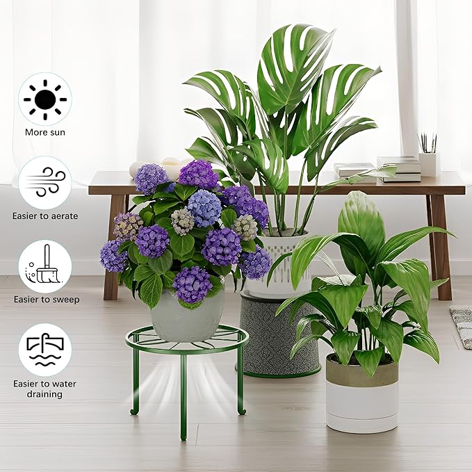 5 Pack Metal Potted Plant Stand Small Flower Pot Holder for Indoor and Outdoor Round Flower Pot Support Rack Plant Stands for Multiple Plants Rootora