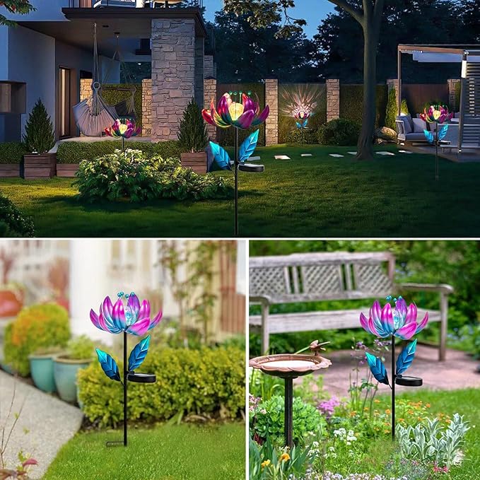 Outdoor Garden Decor Solar Spinners Lights - Metal Wind Spinner Solar Lights for Yard, Patio, Garden Lawn Oranments SUCUY